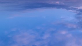 Fluffy, puffy soft small clouds time lapse, blue clear summer, sunny day, real colors in nice season, real mostly aerial view panoramic. 3840x2160.