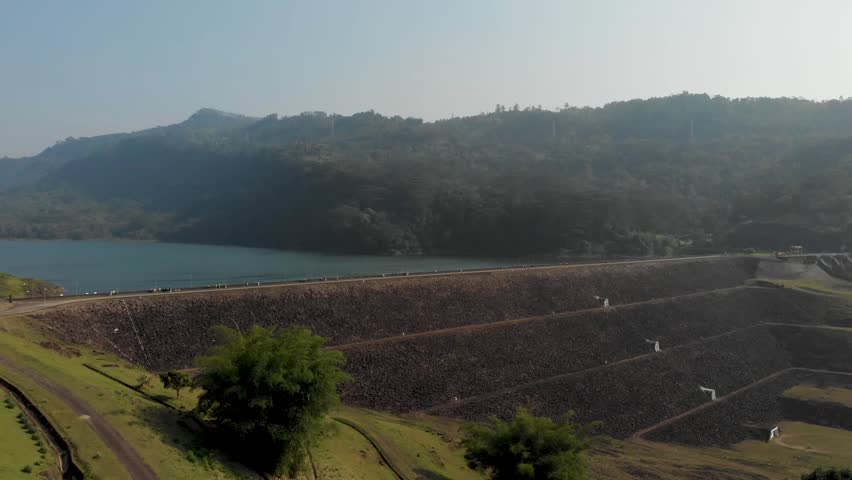 Aerial view of Dam in Sri Lanka drone footage - Kothmale Srilanka 