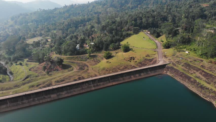 Aerial view of Dam in Sri Lanka drone footage - Kothmale Srilanka 