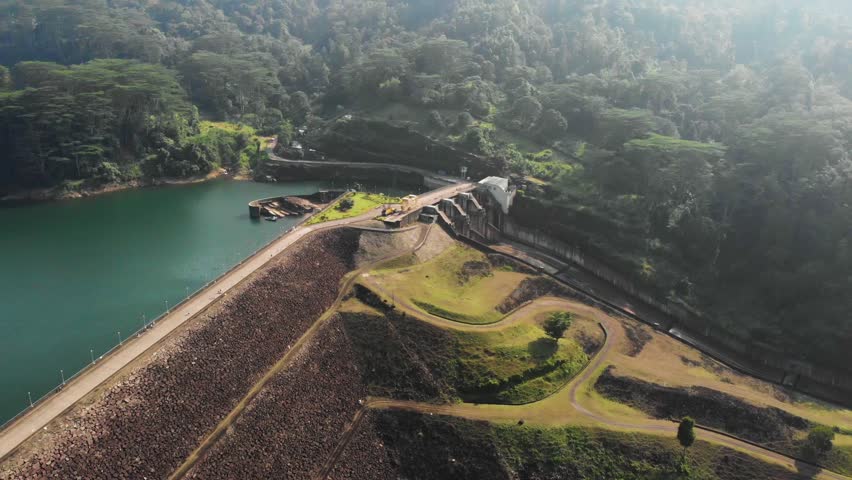 Aerial view of Dam in Sri Lanka drone footage - Kothmale Srilanka 