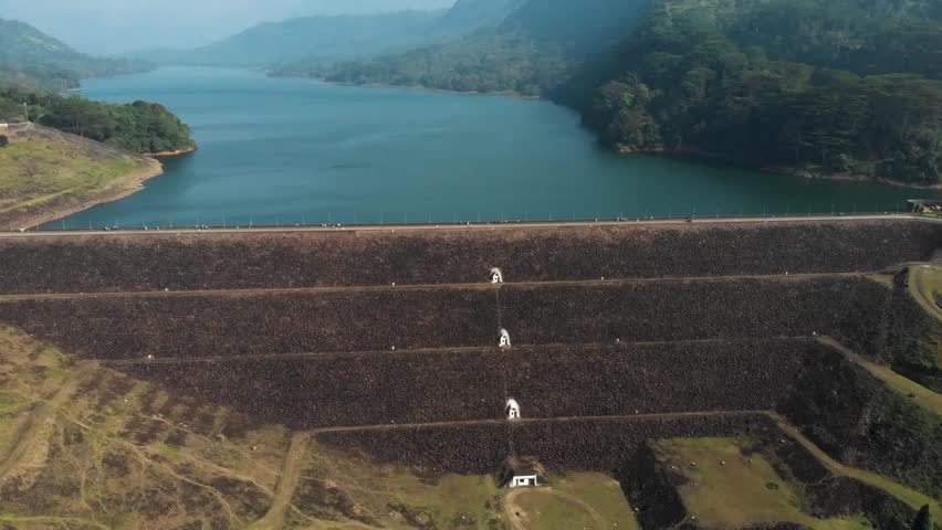 Aerial view of Kothmale Dam in Sri Lanka drone footage - Kothmale Srilanka 
