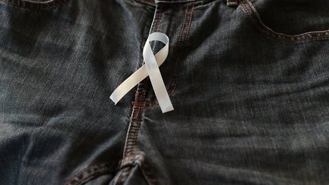 Blue Prostate Cancer Awareness Ribbon on Men's Jeans