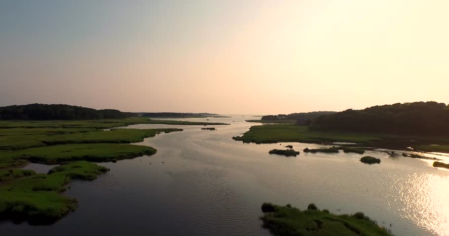 Aerial scene of Black Fish Creek in Wellfleet MA on Cape Cod