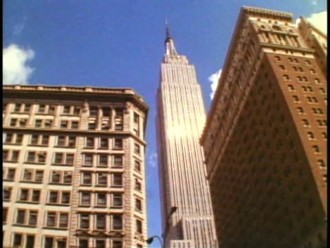 NEW YORK CITY, 1994, The Empire State Building, no people, wide shot, pan right
