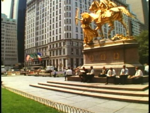 NEW YORK CITY, 1994, The Plaza Hotel, General Sherman gilded statue in front