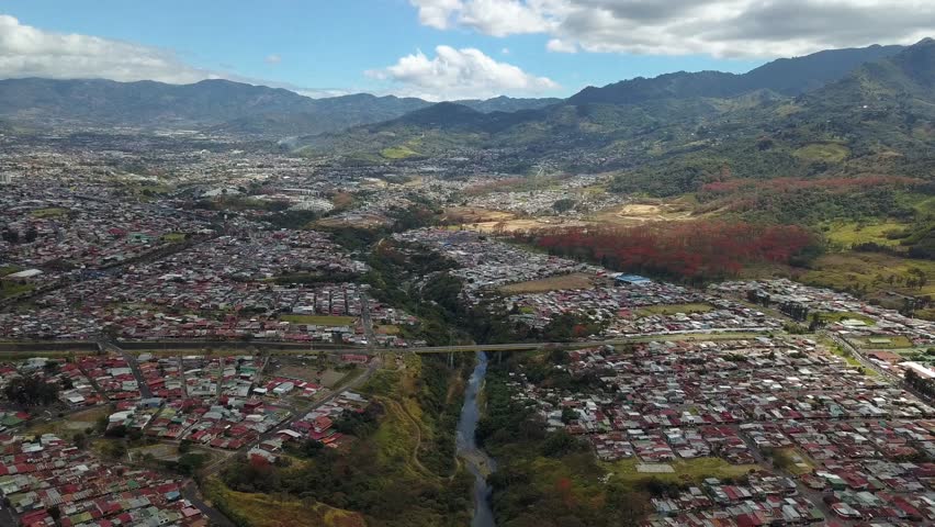 Beautiful Cinematic view of the town of San Jose Costa Rica 