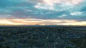 Drone video of a panning sunset in the Rocky Mountains Colorado.