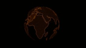 Orange Neon Digital World Globe Earth spinning
