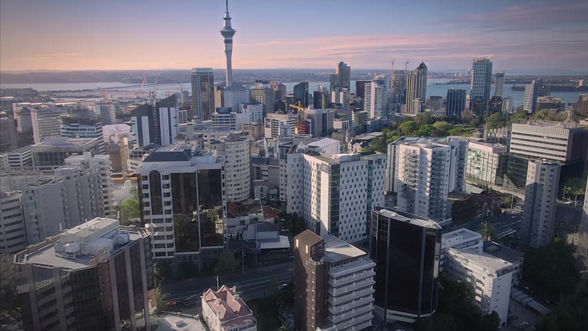 Aerial View Of Auckland City Skyline, New Zealand