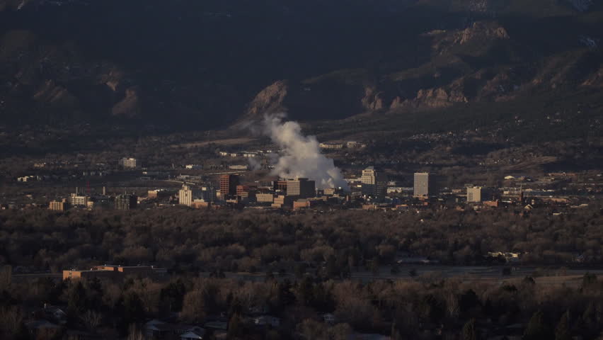 Down town Colorado springs from Palmer park smoke stack
