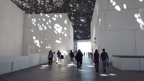 Abu Dhabi, UAE - February 5, 2019 - Louvre Abu Dhabi is an art and civilization museum, part of a 30 year agreement between the city of Abu Dhabi and France.