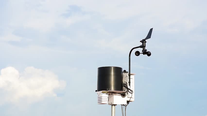 rolling anemometer and blue sky and cloud
