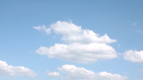 Soft blue sky, time lapse white rolling, building big clouds panoramic aerial view, very beautiful colors, fluffy summer, sunny lightness cloudscape.  -UHD.
