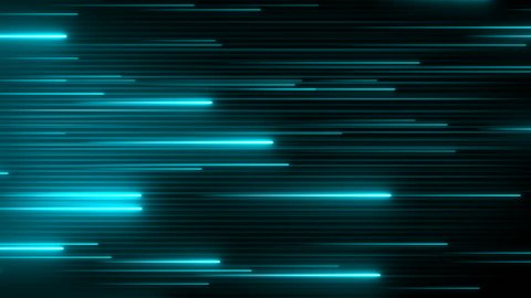 Abstract high tech surface background with neon rays moving forward. Innovation texture concept. Shiny beams in a cyberspace. Futuristic data flow. Seamless loop.