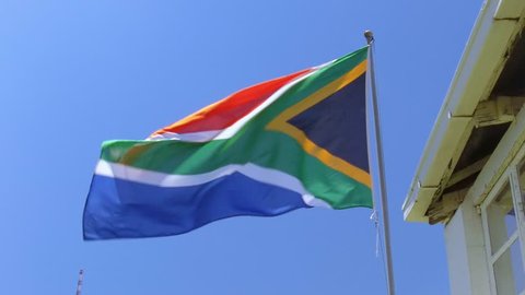 Johannesburg, South Africa, 17th February - 2019: South African flag fluttering in the wind