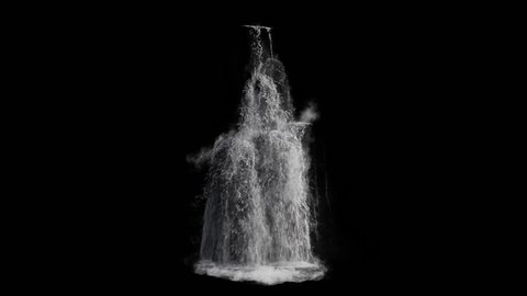 waterfall texture seamless loop, 4k, isolated on black with alpha, foam and mist, perfectly looped