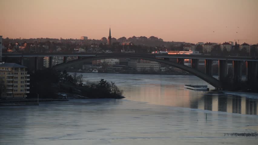 Morning view over a bridge in Stockholm