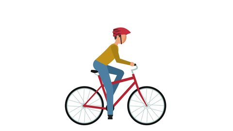 Stick Figure Pictogram Man Cyclist Riding a Bike Character Flat Animation