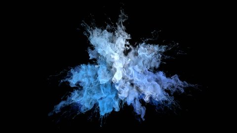 White Blue Color Burst - colorful smoke explosion fluid particles alpha matte