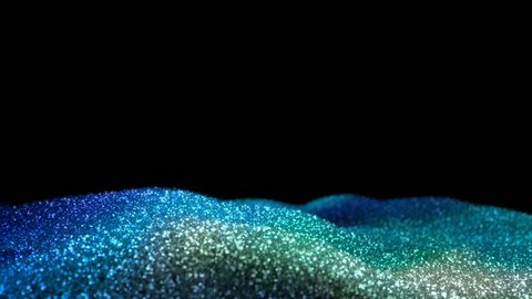 Shiny flowing wave dark blue cyan glitter VJ loop abstract particle background
