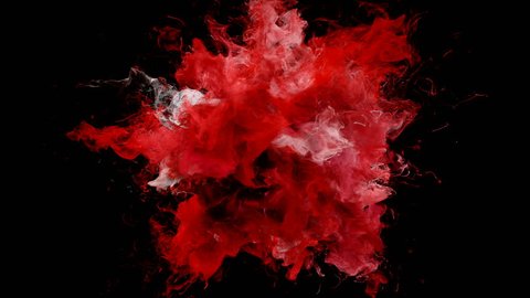Red Color Burst - colorful smoke explosion fluid particles alpha matte