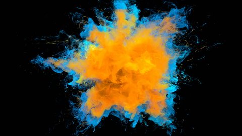 Orange Blue Color Burst - colorful smoke explosion fluid particles alpha matte
