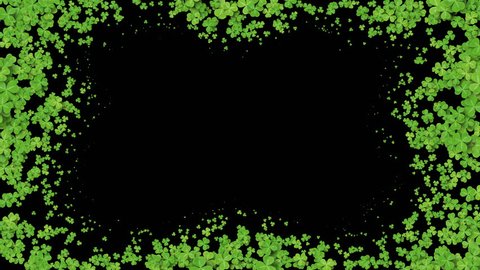 Beautiful Growing Clover Green Leaves Covering the Screen. Growing Grass Animation with Alpha Matte. Useful for Transitions. Spring Nature and New Life Concept. 4k Ultra HD 3840x2160.