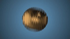 Golden ribbed ball rotating in space seamless loop background animation new quality new quality industrial techno construction futuristic cool nice joyful video footage