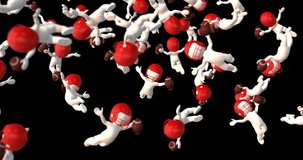 3d characters football white red with balls