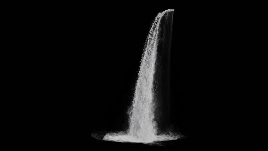 waterfall texture seamless loop, 4k, isolated on black with alpha, foam and mist, looped Royalty-Free Stock Footage #1024549625