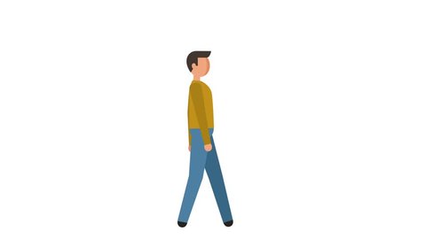 Stick Figure Pictogram Man Walk Cycle Character Flat Animation