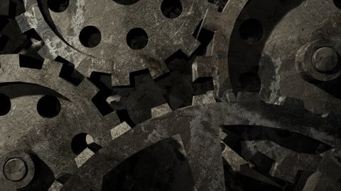 Gears rotating in loop, 3d animation