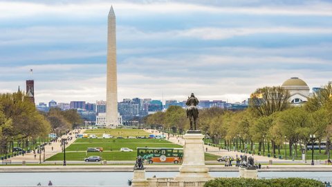 Washington DC, USA - April 1, 2017: Washington Monument and National Mall, taken in United States Capitol, Washington DC, USA.