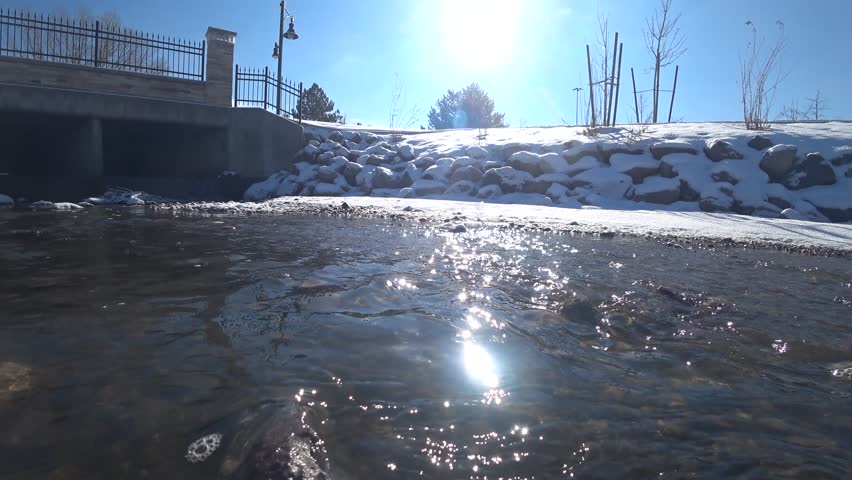 Jordan River in wintertime Sandy, Utah, USA