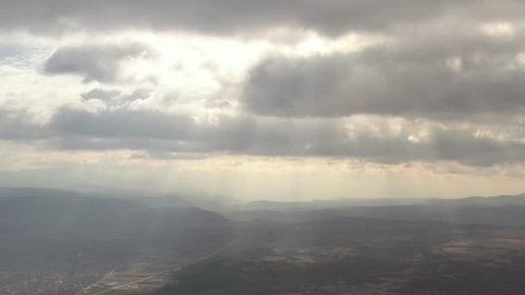 Rays of sun over the endless valley 4K drone video