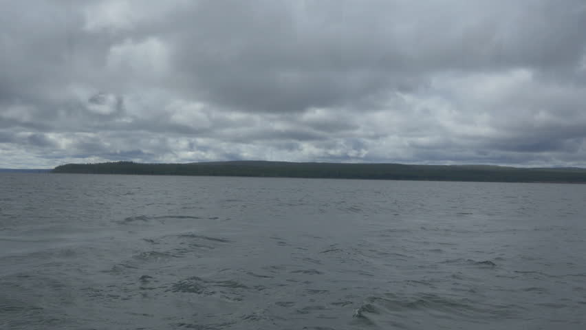 Yellowstone Lake view in a cloudy afternoon at Yellowstone National Park, Wyoming
