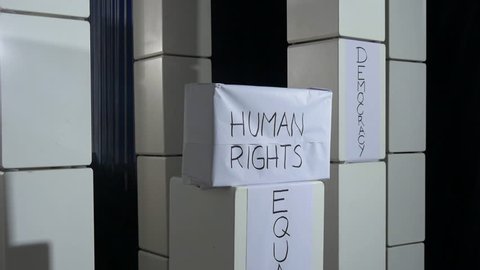 Human rights sign box. Zoom in.