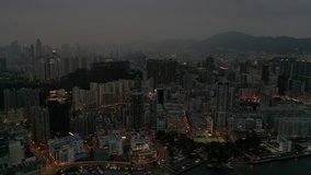 Raw footage of aerial view Hong Kong old house in Kowloon district