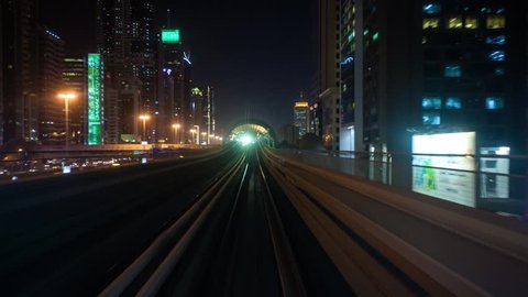 Dubai Pal Jumeirah Monorail Time Lapse on Downtown City Monorail Train