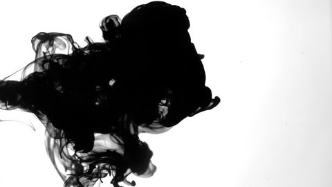 Black ink flowing in water on white background
