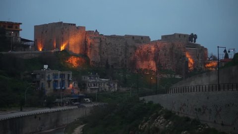 Night view of Citadel of Raymond de Saint-Gilles/Tripoli,LEBANON 