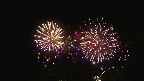 Colourful fireworks above night sky