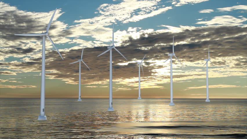 Offshore wind turbines generating clean alternative energy.