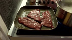 Pan frying the liver meat, 4K video
