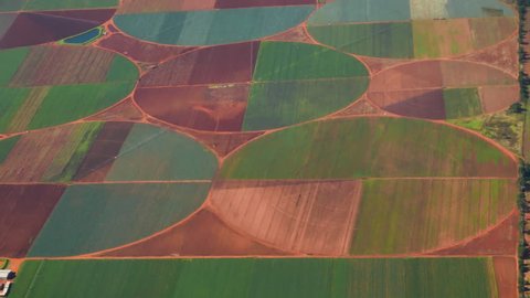 flying over farmland in south Africa circular fields