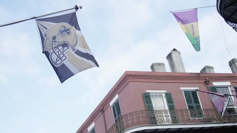 New Orleans, Louisiana, United States - February 2019 - The city prepares for Mardi Gras as tourists pour in to celebrate cajun culture