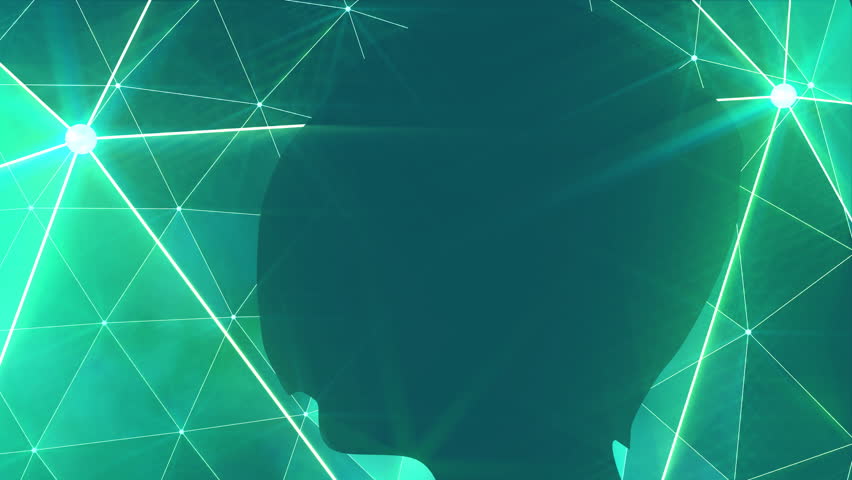 Sporty woman silhouette. Short hair girl sit in the circle. Relax pose. Video for spa saloon or yoga center. Polygonal animated background. Connected lines with dots. - Powered by Shutterstock - Get 15% off with code: PIKWIZARD15