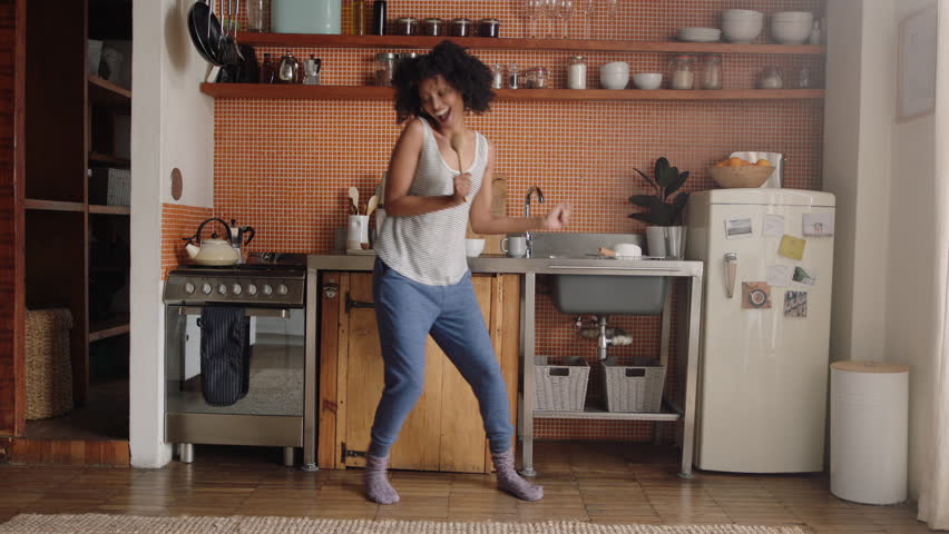 Happy Woman Dancing In Kitchen Stock Footage Video 100 Royalty Free 1024796696 Shutterstock