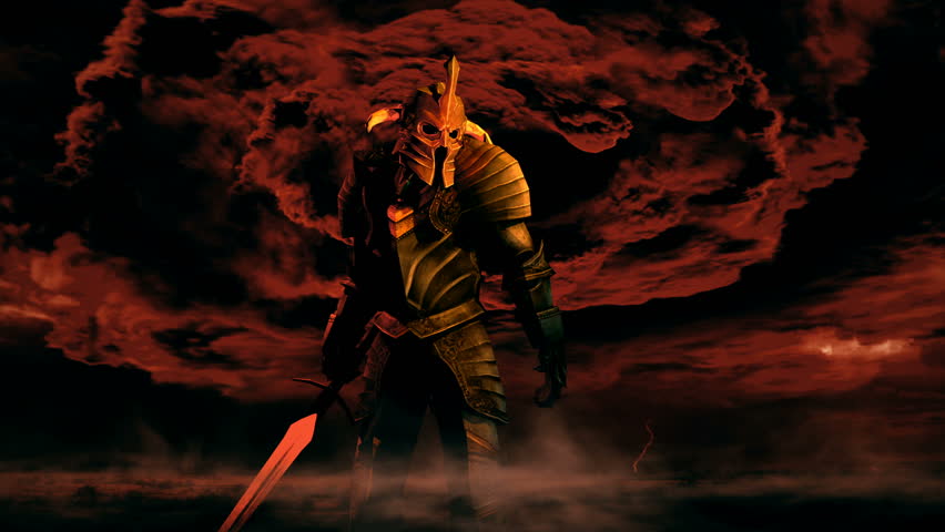 Knight in red smoke