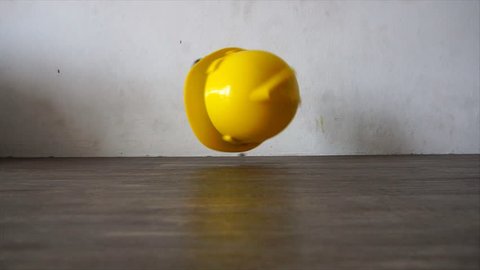 Safety helmet falling, Slow Motion and safety business concept